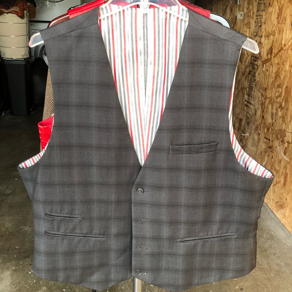 Charcoal Plaid Single Breasted Vest
